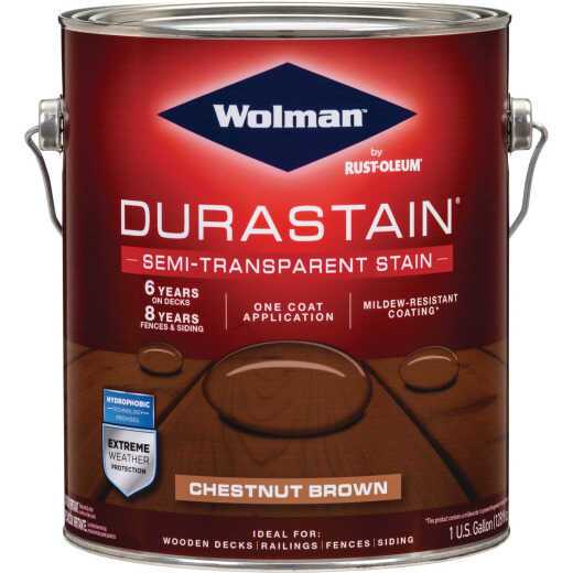 Wolman DuraStain One Coat Semi-Transparent Wood Exterior Stain, Chestnut Brown 1 Gal.